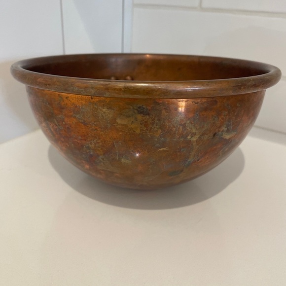 Hauviel Villediue Copper Mixing Bowl-France-Hanging-EUC-Vintage—Beautiful! - Picture 2 of 6